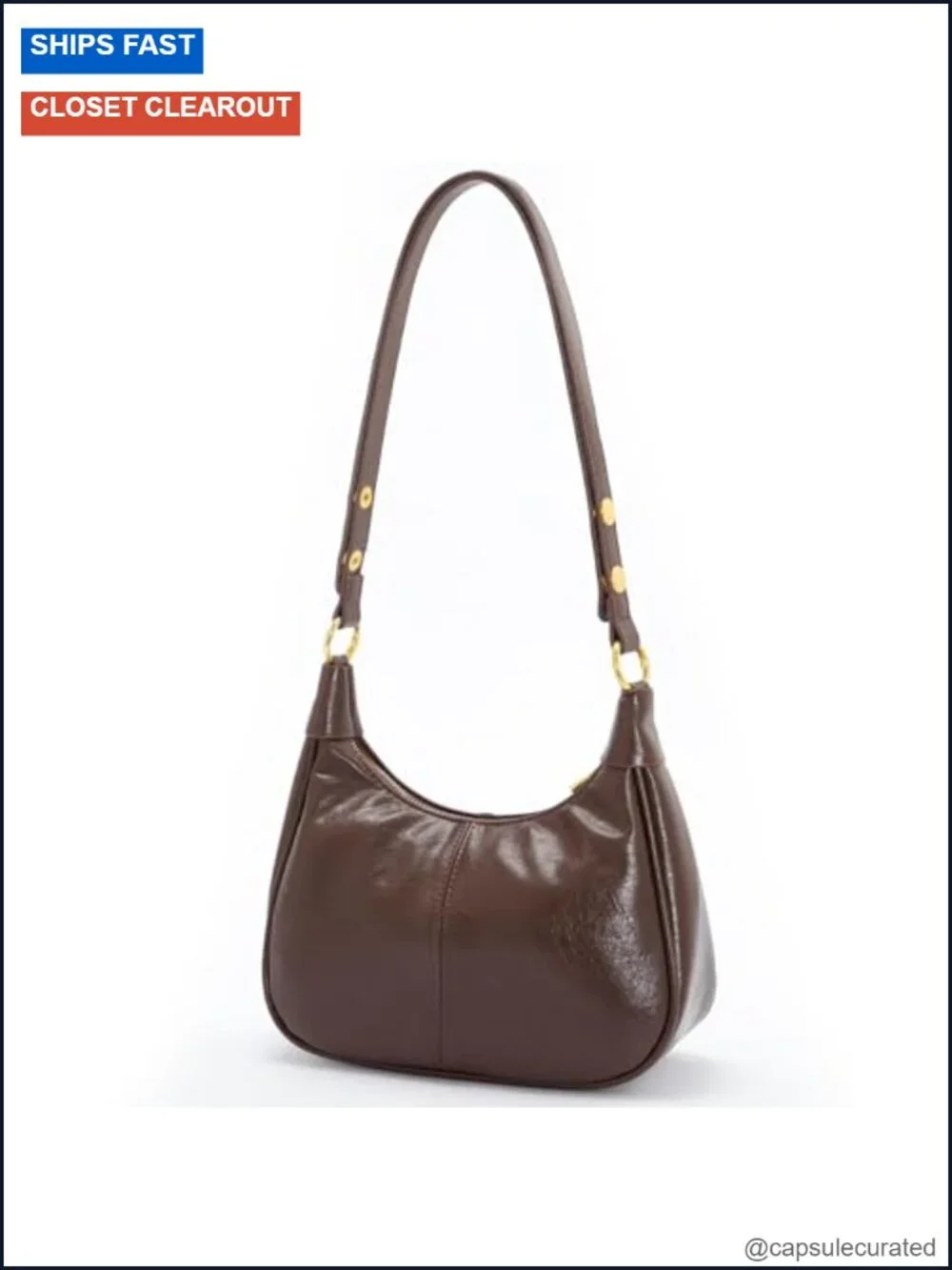 Women's Crescent Hobo Shoulder Bag Vegan Leather Adjustable Strap Zip